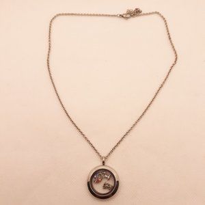 South Hill Silver Tone Floating Charm Artist Palette Scottie Dog Owl Necklace